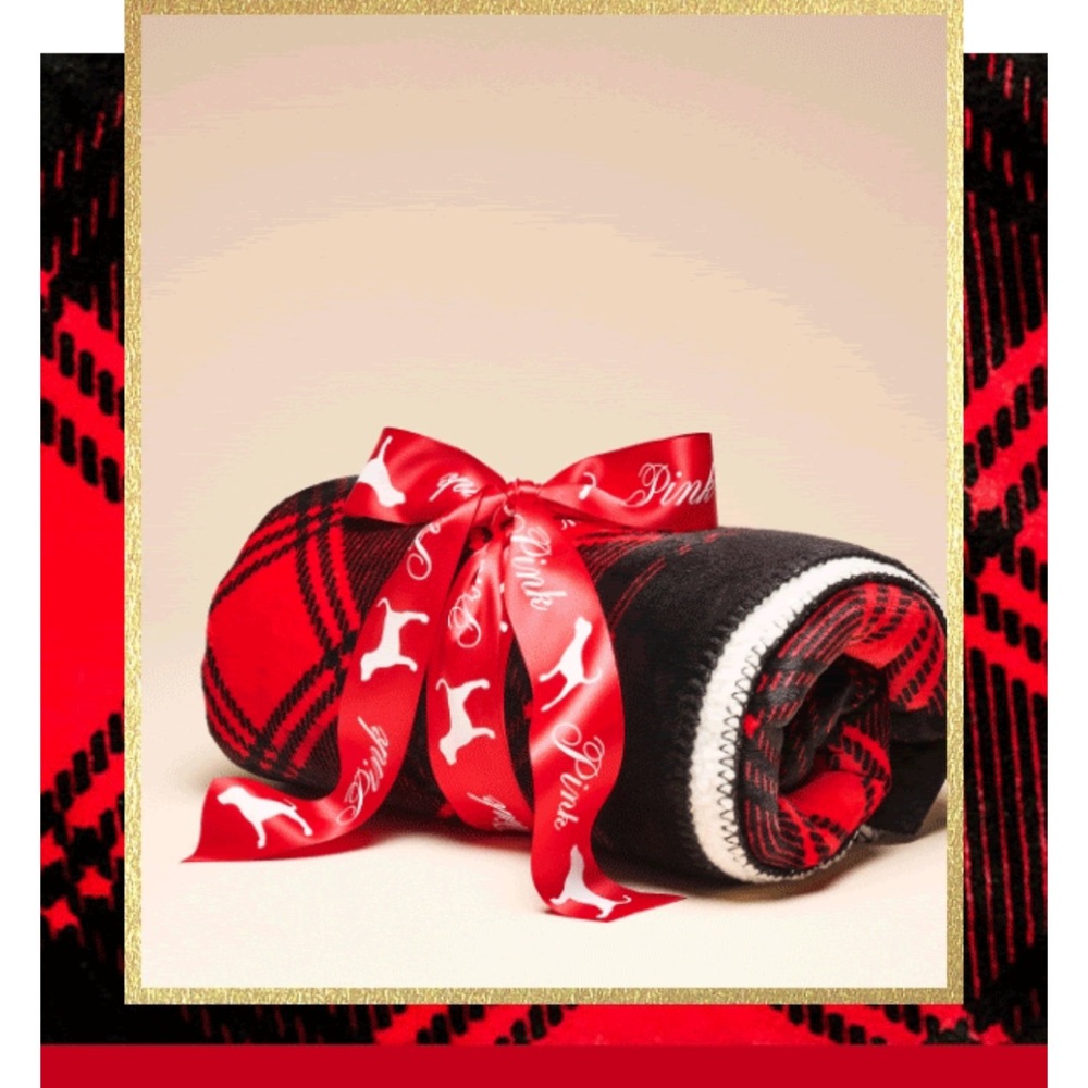 PINK Red and Black Plaid Cozy Blanket